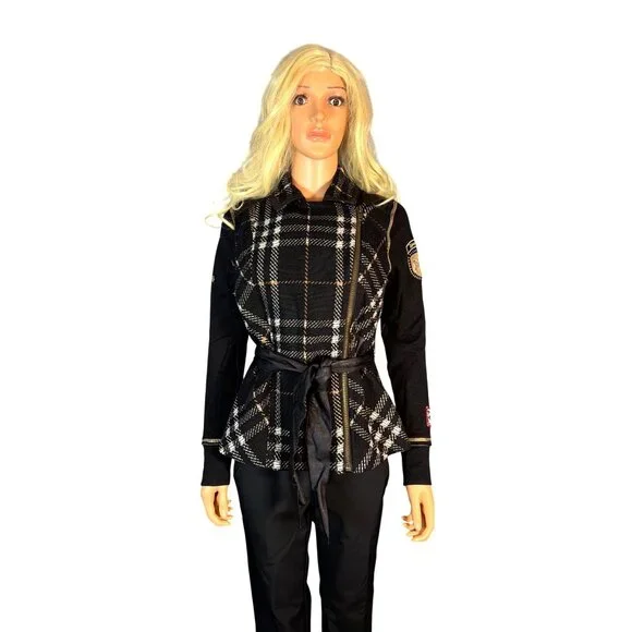 CAbi Black Plaid Moto Vest Style 517 Medium - Picture 5 of 15
